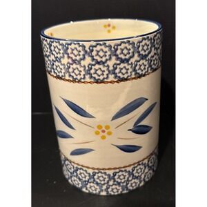 TempTations By Tara Old‎ World Blue Floral Utensil Holder Vase